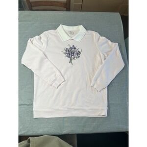 Vintage 90's Cottagecore Adrian Delafield Top Stitch Embroidered Sweatshirt
